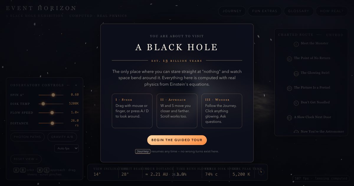 Screenshot of the Black Hole Simulation demo