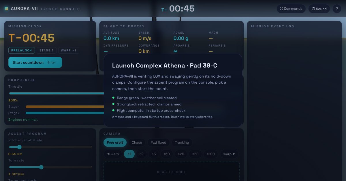Screenshot of the Rocket Launch Simulation demo