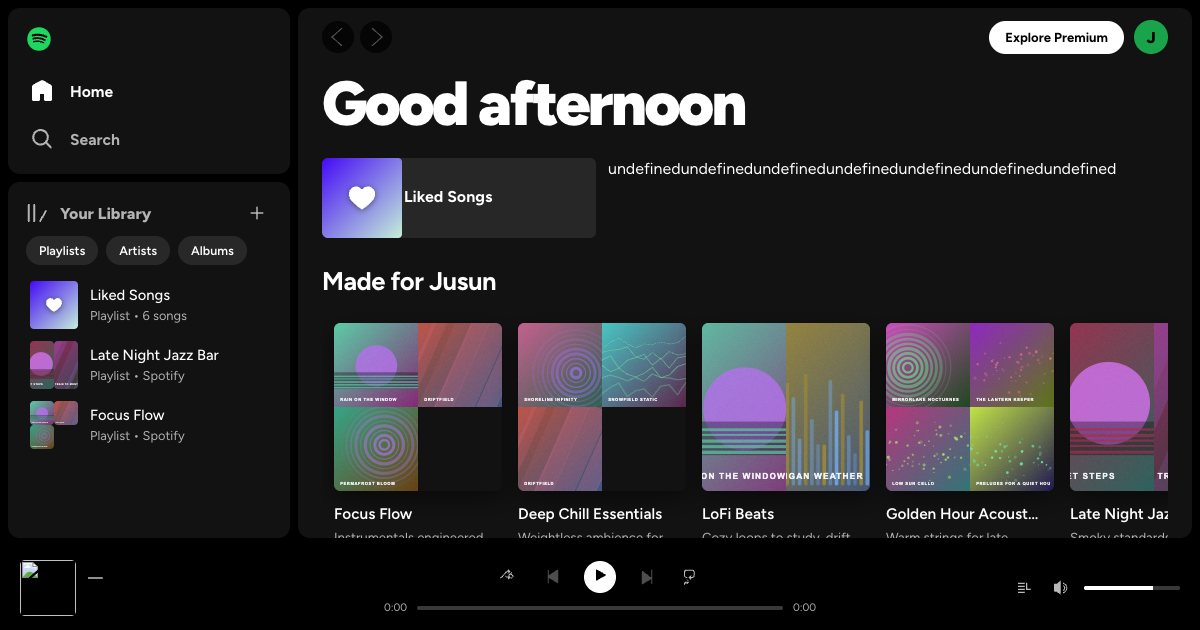 Screenshot of the Spotify Web Player demo