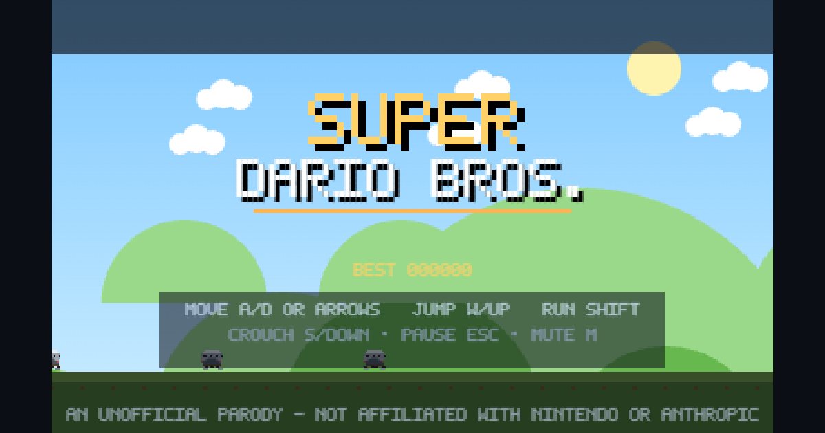 Screenshot of the Super Dario Platformer demo