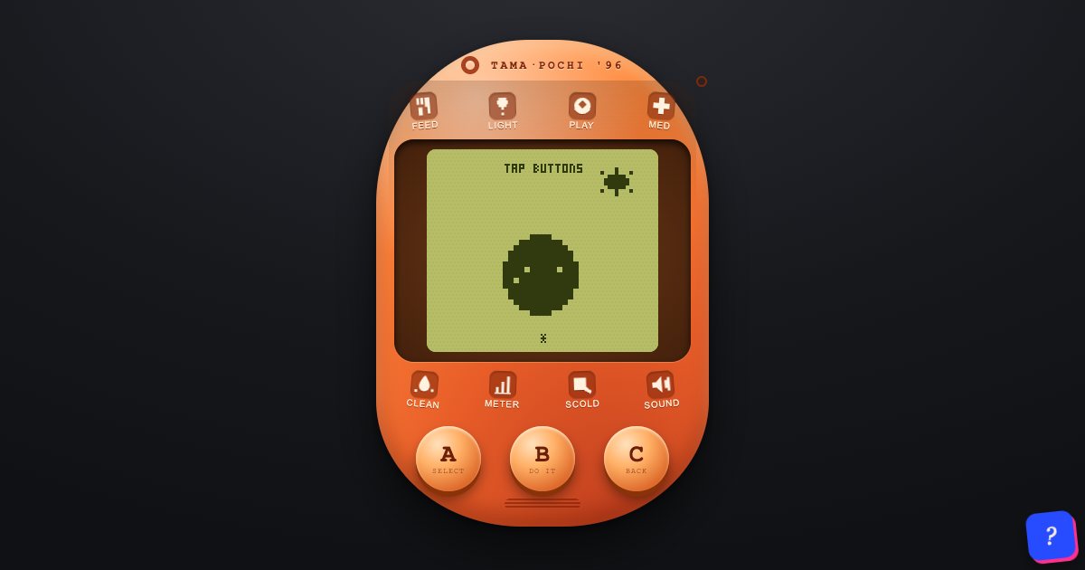 Screenshot of the Tamagotchi Virtual Pet demo
